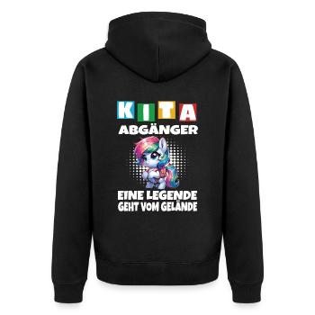 KITA Leavers School Child School Enrollment - Unisex Premium Organic Zip Hoodie - black - Back - Nico (187cm)