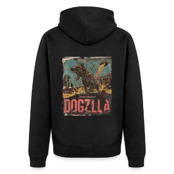 German Shepherd Dogzilla - Unisex Premium Organic Zip Hoodie - black - Back - Nico (187cm)