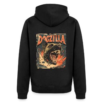 Deutscher Schäferhund Dogzilla - Unisex Premium Bio Zip Hoodie - Schwarz - Hinten - Nico (187cm)