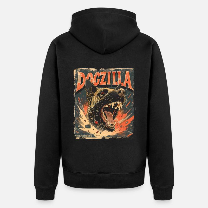 Deutscher Schäferhund Dogzilla - Unisex Premium Bio Zip Hoodie - Schwarz