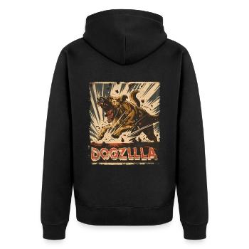 German Shepherd Dogzilla - Unisex Premium Organic Zip Hoodie - black - Back - Nico (187cm)