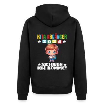 kita abgänger 2024 abschluss kita - Unisex Premium Bio Zip Hoodie - Schwarz - Hinten - Nico (187cm)