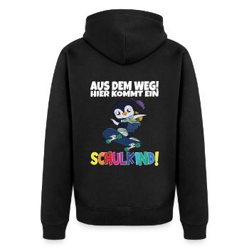 Schulkind 2024 Einschulung Schulanfang - Unisex Premium Bio Zip Hoodie - Schwarz - Hinten - Nico (187cm)