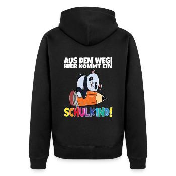 Schulkind 2024 Einschulung Schulanfang - Unisex Premium Bio Zip Hoodie - Schwarz - Hinten - Nico (187cm)