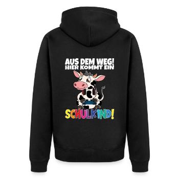 Schulkind 2024 Einschulung Schulanfang - Unisex Premium Bio Zip Hoodie - Schwarz - Hinten - Nico (187cm)