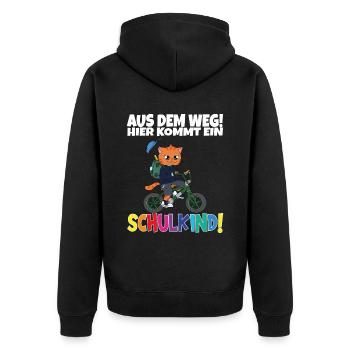 Schulkind 2024 Einschulung Schulanfang - Unisex Premium Bio Zip Hoodie - Schwarz - Hinten - Nico (187cm)