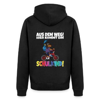Schulkind 2024 Einschulung Schulanfang - Unisex Premium Bio Zip Hoodie - Schwarz - Hinten - Nico (187cm)