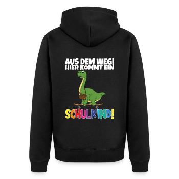 Schulkind 2024 Einschulung Schulanfang - Unisex Premium Bio Zip Hoodie - Schwarz - Hinten - Nico (187cm)