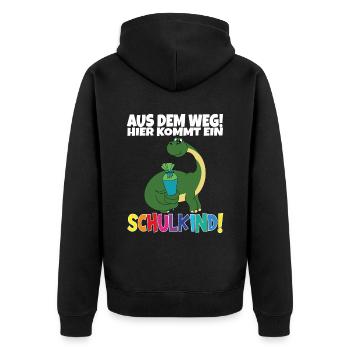 Schulkind 2024 Einschulung Schulanfang - Unisex Premium Bio Zip Hoodie - Schwarz - Hinten - Nico (187cm)