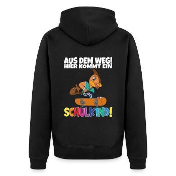 Schulkind 2024 Einschulung Schulanfang - Unisex Premium Bio Zip Hoodie - Schwarz - Hinten - Nico (187cm)