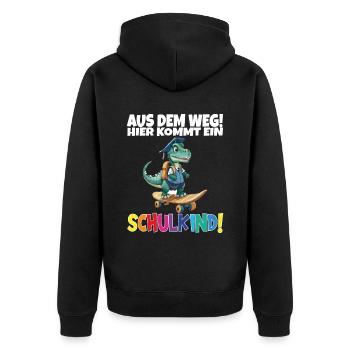 Schulkind 2024 Einschulung Schulanfang - Unisex Premium Bio Zip Hoodie - Schwarz - Hinten - Nico (187cm)