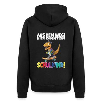 Schulkind 2024 Einschulung Schulanfang - Unisex Premium Bio Zip Hoodie - Schwarz - Hinten - Nico (187cm)