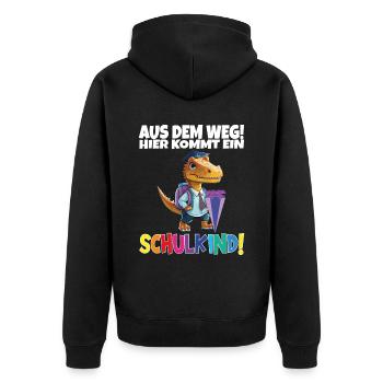 Schulkind 2024 Einschulung Schulanfang - Unisex Premium Bio Zip Hoodie - Schwarz - Hinten - Nico (187cm)