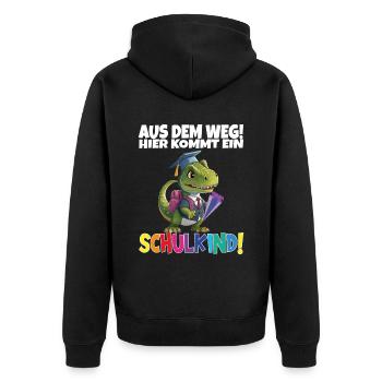 Schulkind 2024 Einschulung Schulanfang - Unisex Premium Bio Zip Hoodie - Schwarz - Hinten - Nico (187cm)