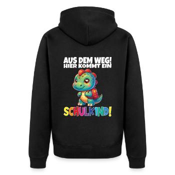 Schulkind 2024 Einschulung Schulanfang - Unisex Premium Bio Zip Hoodie - Schwarz - Hinten - Nico (187cm)