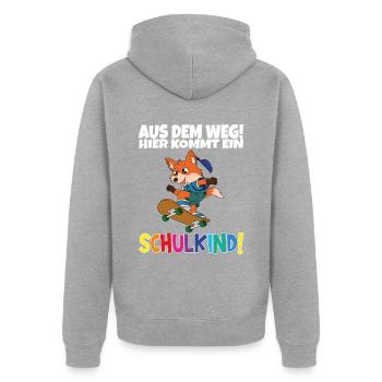Écolier 2024 entrant à l'école - Veste à capuche bio Premium Unisexe - gris chiné - Dos - Nico (187cm)