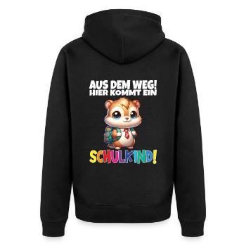 Écolier 2024 entrant à l'école - Veste à capuche bio Premium Unisexe - noir - Dos - Nico (187cm)