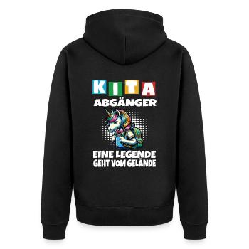 KITA Leavers School Child School Enrollment - Unisex Premium Organic Zip Hoodie - black - Back - Nico (187cm)