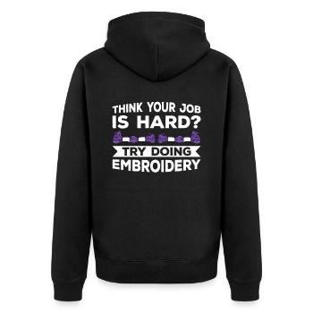 Embroidery Beading Embroidery Pattern Cross Stitch - Unisex Premium Organic Zip Hoodie - black - Back - Nico (187cm)