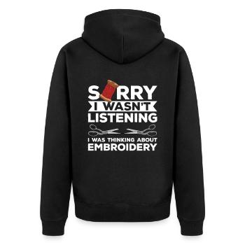 Embroidery Beading Embroidery Pattern Cross Stitch - Unisex Premium Organic Zip Hoodie - black - Back - Nico (187cm)