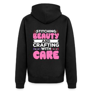 Embroidery Beading Embroidery Pattern Cross Stitch - Unisex Premium Organic Zip Hoodie - black - Back - Nico (187cm)