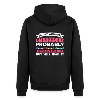 Embroidery Beading Embroidery Pattern Cross Stitch - Unisex Premium Organic Zip Hoodie - black - Back - Nico (187cm)