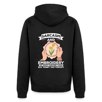 Embroidery Beading Embroidery Pattern Cross Stitch - Unisex Premium Organic Zip Hoodie - black - Back - Nico (187cm)