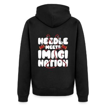 Embroidery Beading Embroidery Pattern Cross Stitch - Unisex Premium Organic Zip Hoodie - black - Back - Nico (187cm)