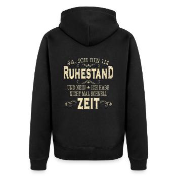 Ich Bin Im Ruhestand Renteneintritt Rente Rentner - Unisex Premium Bio Zip Hoodie - Schwarz - Hinten - Nico (187cm)