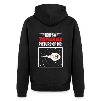Spermie Hier Ist Ein Altes Bild Von Mir - Unisex Premium Bio Zip Hoodie - Schwarz - Hinten - Nico (187cm)