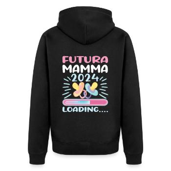 Super Mamma 2024 Loading - Unisex Premium Organic Zip Hoodie - black - Back - Nico (187cm)