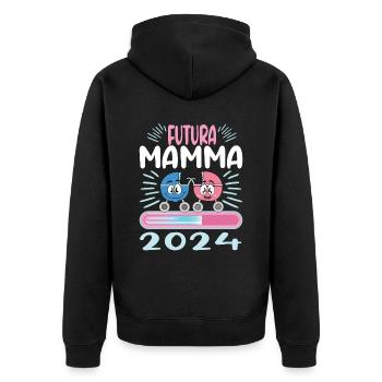 Super Mamma 2024 Loading - Unisex Premium Organic Zip Hoodie - black - Back - Nico (187cm)