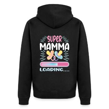 Super Mamma 2024 Loading - Unisex Premium Organic Zip Hoodie - black - Back - Nico (187cm)