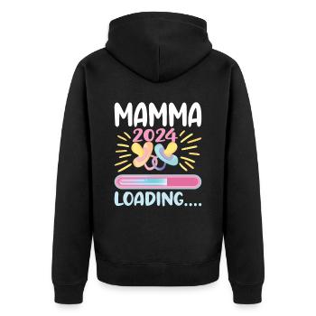 Super Mamma 2024 Loading - Unisex Premium Organic Zip Hoodie - black - Back - Nico (187cm)