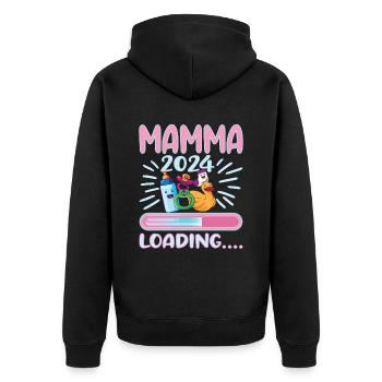 Super Mamma 2024 Loading - Unisex Premium Organic Zip Hoodie - black - Back - Nico (187cm)