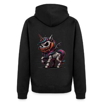 Halloween Einhorn Halloween Kürbis - Unisex Premium Bio Zip Hoodie - Schwarz - Hinten - Nico (187cm)