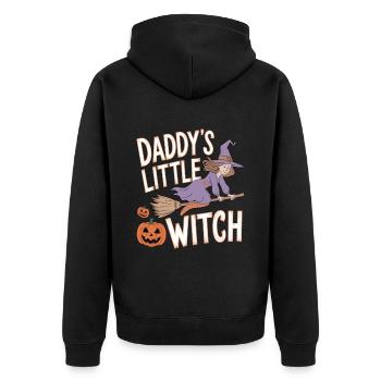 La petite sorcière de papa de la sorcière d’Halloween - Veste à capuche bio Premium Unisexe - noir - Dos - Nico (187cm)