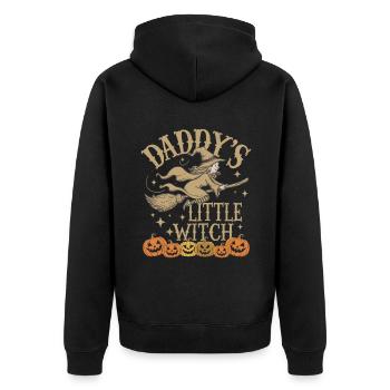 La petite sorcière de papa de la sorcière d’Halloween - Veste à capuche bio Premium Unisexe - noir - Dos - Nico (187cm)