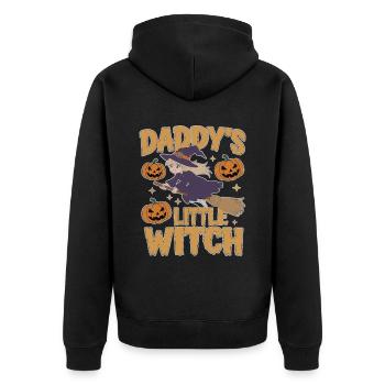 La petite sorcière de papa de la sorcière d’Halloween - Veste à capuche bio Premium Unisexe - noir - Dos - Nico (187cm)