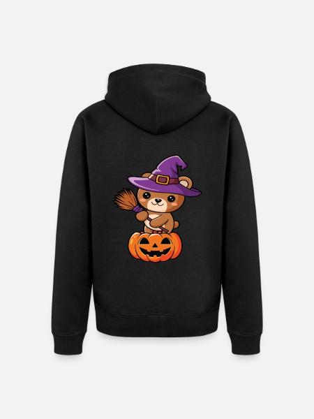 Halloween Teddy Bear Halloween Bear - Unisex Premium Organic Zip Hoodie - black