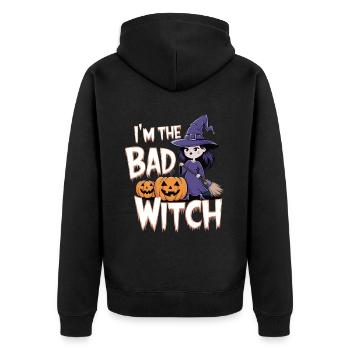 Sorcière d’Halloween Je suis la mauvaise sorcière - Veste à capuche bio Premium Unisexe - noir - Dos - Nico (187cm)