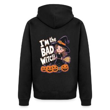 Sorcière d’Halloween Je suis la mauvaise sorcière - Veste à capuche bio Premium Unisexe - noir - Dos - Nico (187cm)