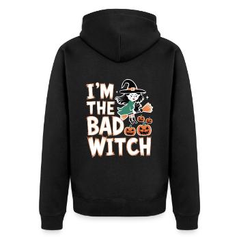Sorcière d’Halloween Je suis la mauvaise sorcière - Veste à capuche bio Premium Unisexe - noir - Dos - Nico (187cm)