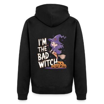 Sorcière d’Halloween Je suis la mauvaise sorcière - Veste à capuche bio Premium Unisexe - noir - Dos - Nico (187cm)