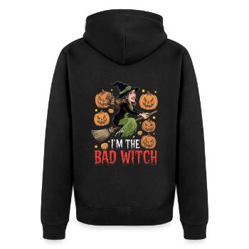 Sorcière d’Halloween Je suis la mauvaise sorcière - Veste à capuche bio Premium Unisexe - noir - Dos - Nico (187cm)