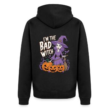 Sorcière d’Halloween Je suis la mauvaise sorcière - Veste à capuche bio Premium Unisexe - noir - Dos - Nico (187cm)