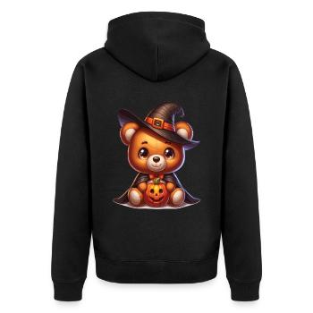 Halloween Teddy Bear Halloween Bear - Unisex Premium Organic Zip Hoodie - black - Back - Nico (187cm)