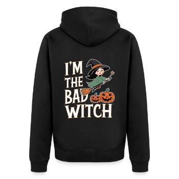Sorcière d’Halloween Je suis la mauvaise sorcière - Veste à capuche bio Premium Unisexe - noir - Dos - Nico (187cm)