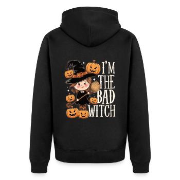 Sorcière d’Halloween Je suis la mauvaise sorcière - Veste à capuche bio Premium Unisexe - noir - Dos - Nico (187cm)