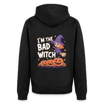 Sorcière d’Halloween Je suis la mauvaise sorcière - Veste à capuche bio Premium Unisexe - noir - Dos - Nico (187cm)
